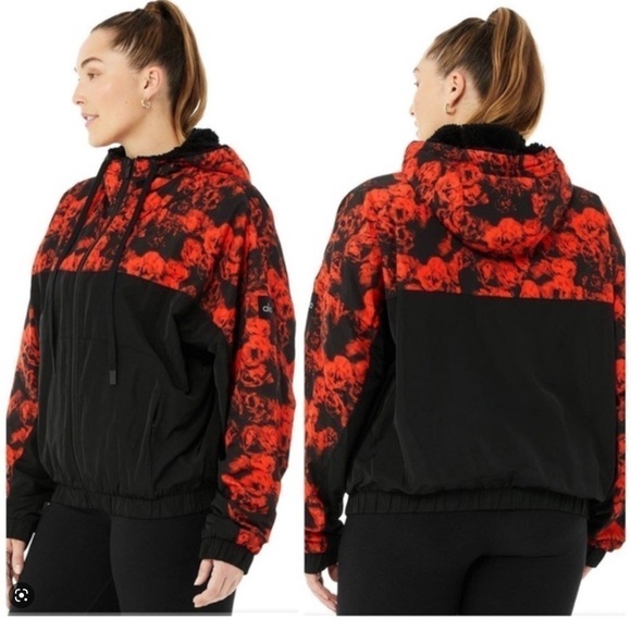 Alo yoga ROSES FREERIDER JACKET cherry and black color Small - Picture 1 of 14